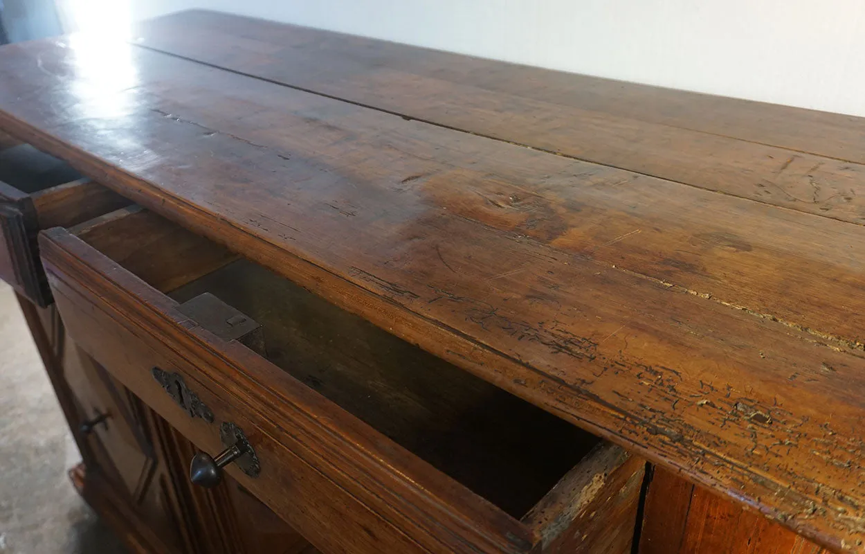 French Louis XIII Fruitwood Diamond Point Sideboard Cabinet