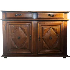 French Louis XIII Fruitwood Diamond Point Sideboard Cabinet