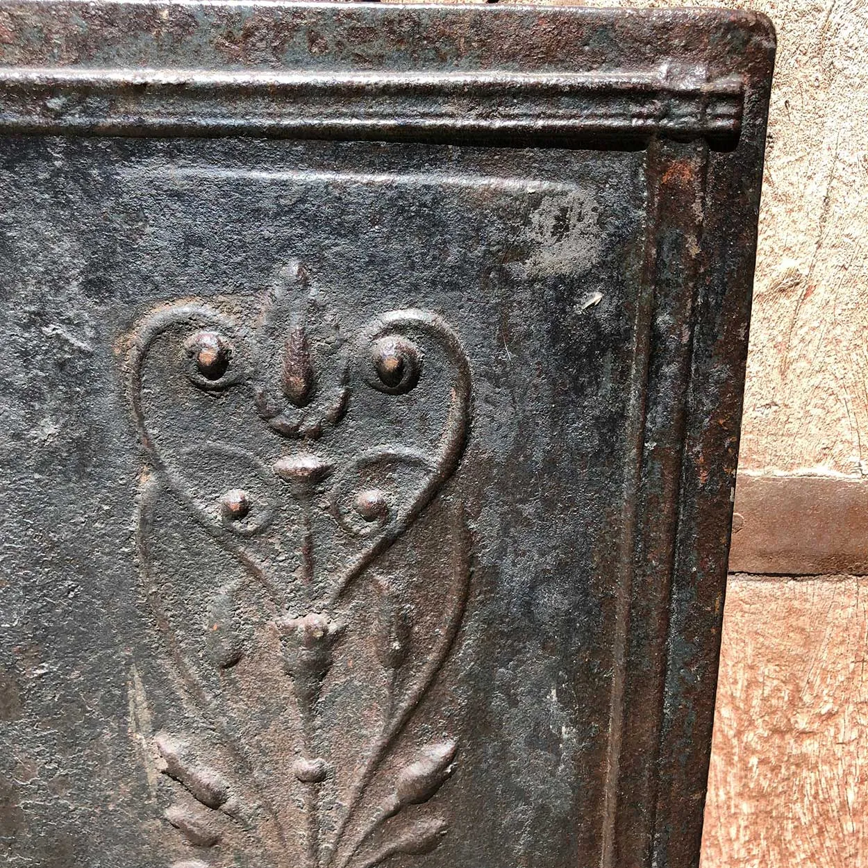 French Louis XVI Style Cast Iron Fireplace Fireback