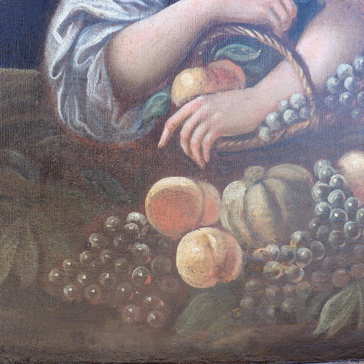 French School Rococo Oil on Canvas Painting, Les Vendanges (The Grape Harvest)