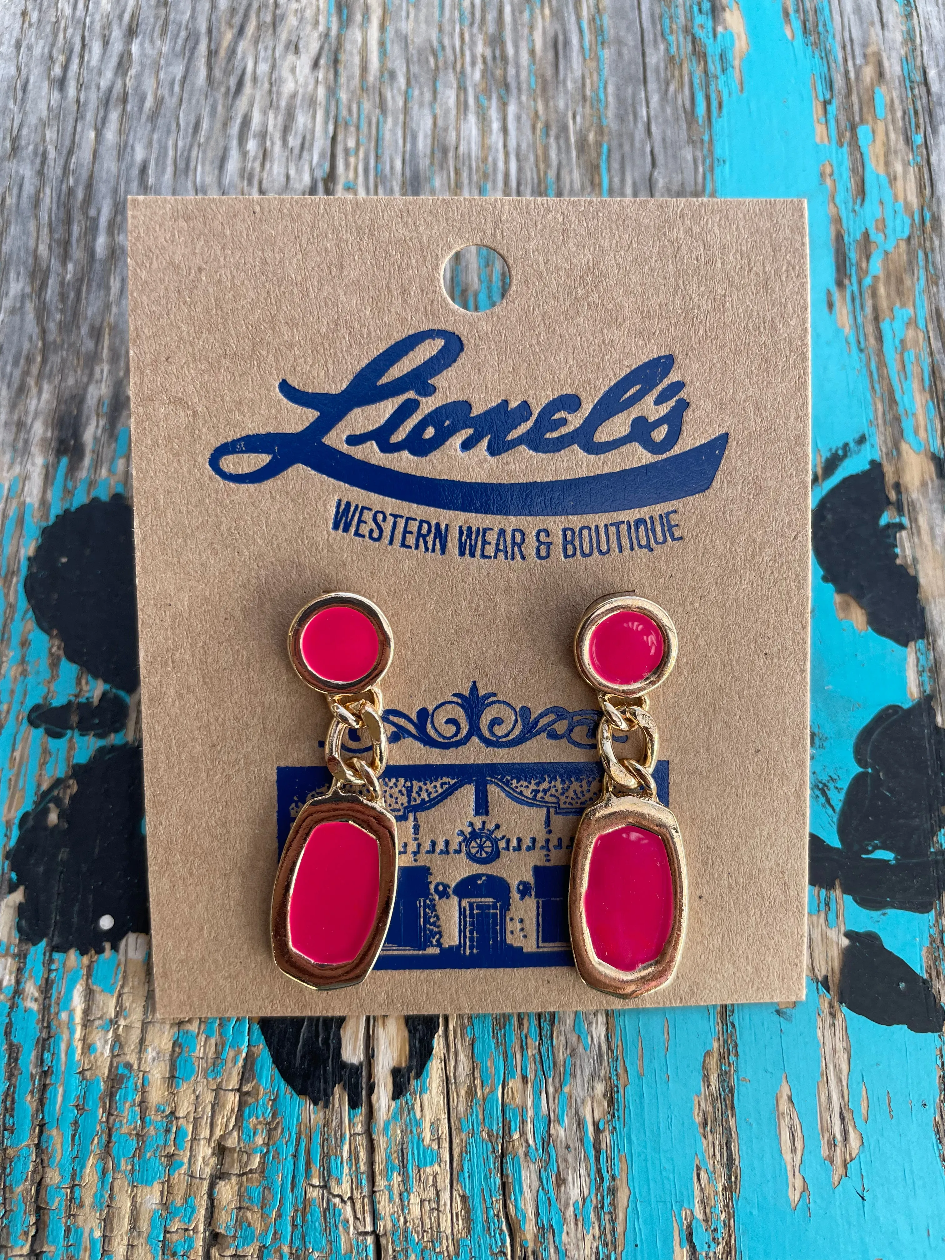 Fuchsia & Gold Designer Inspired Earrings/2