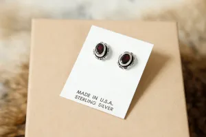 Garnet Stone Stud Earrings