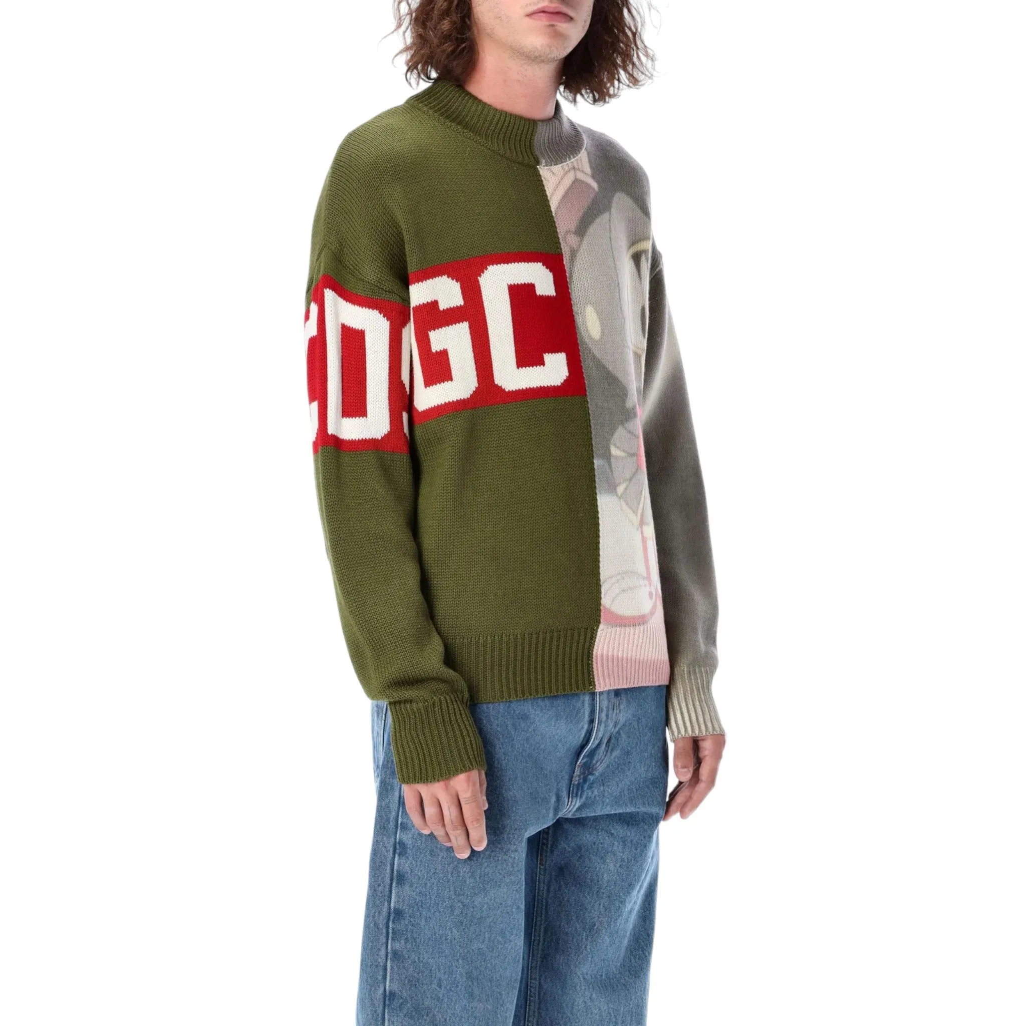 GCDS x Looney Tunes Wool Logo Band Sweater Military