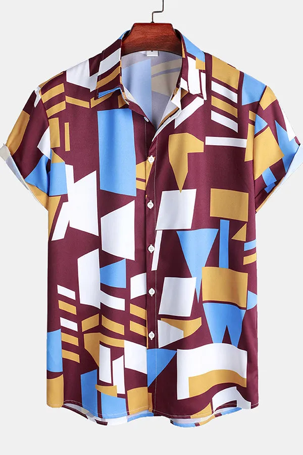 Geometry Print Button Up Shirt