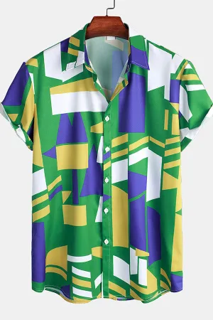 Geometry Print Button Up Shirt