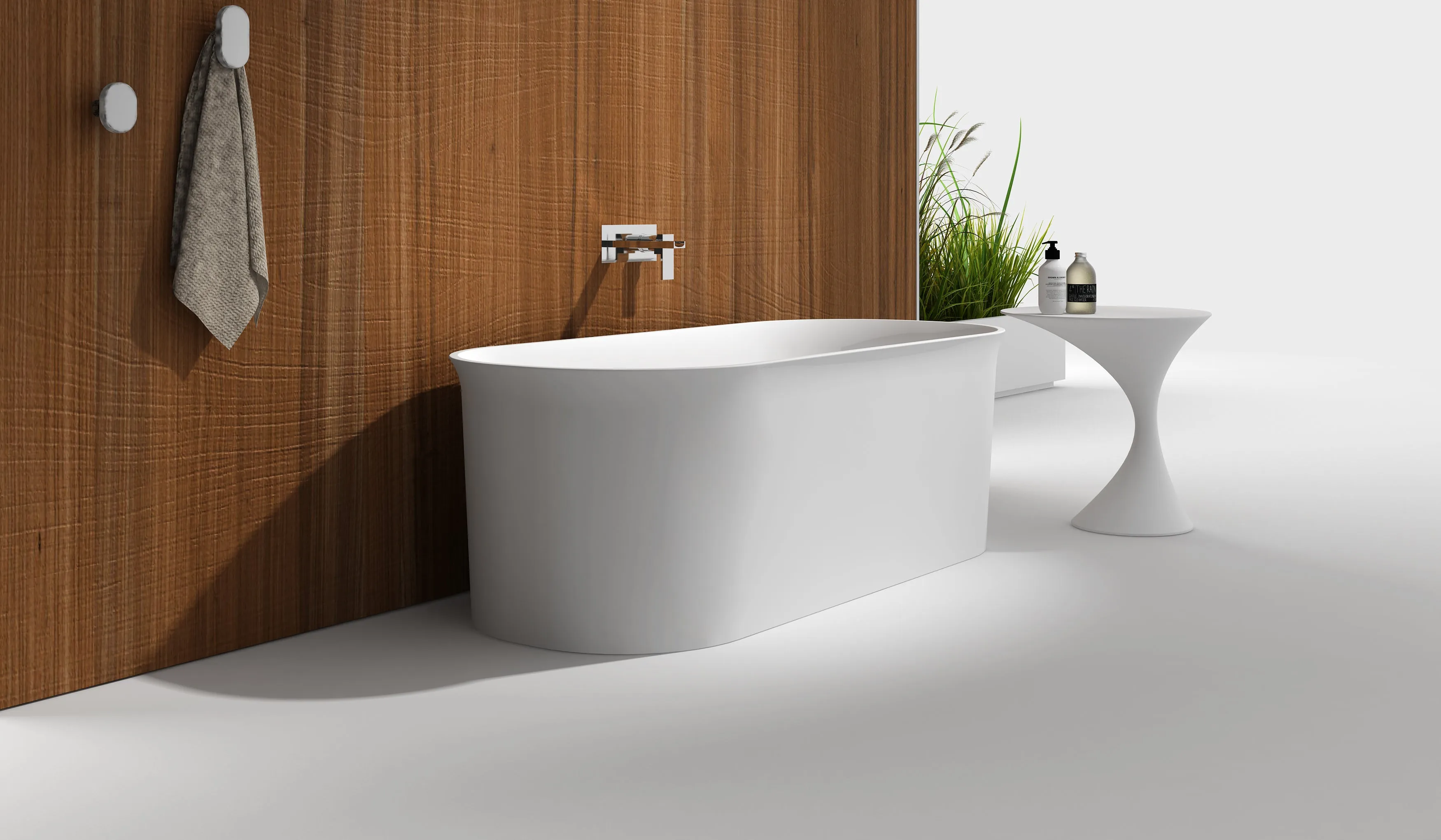 Gia Upright Compact Stone Bath - Curved Edge - 1520mm - G65178