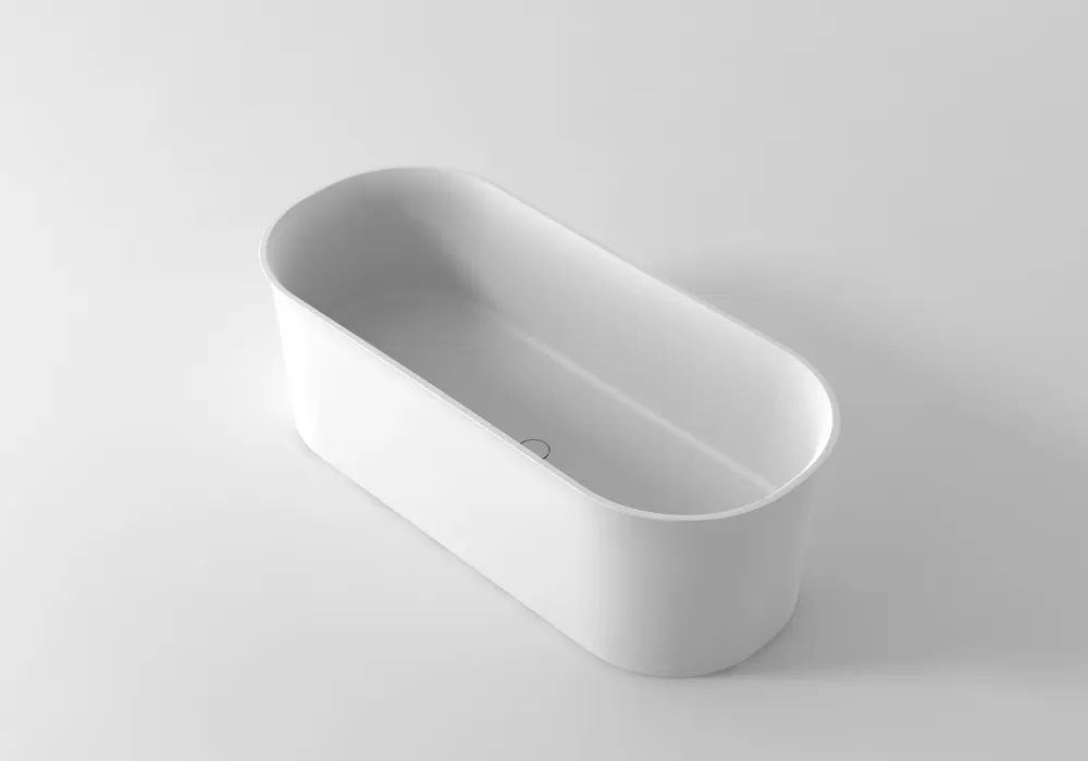 Gia Upright Compact Stone Bath - Curved Edge - 1520mm - G65178