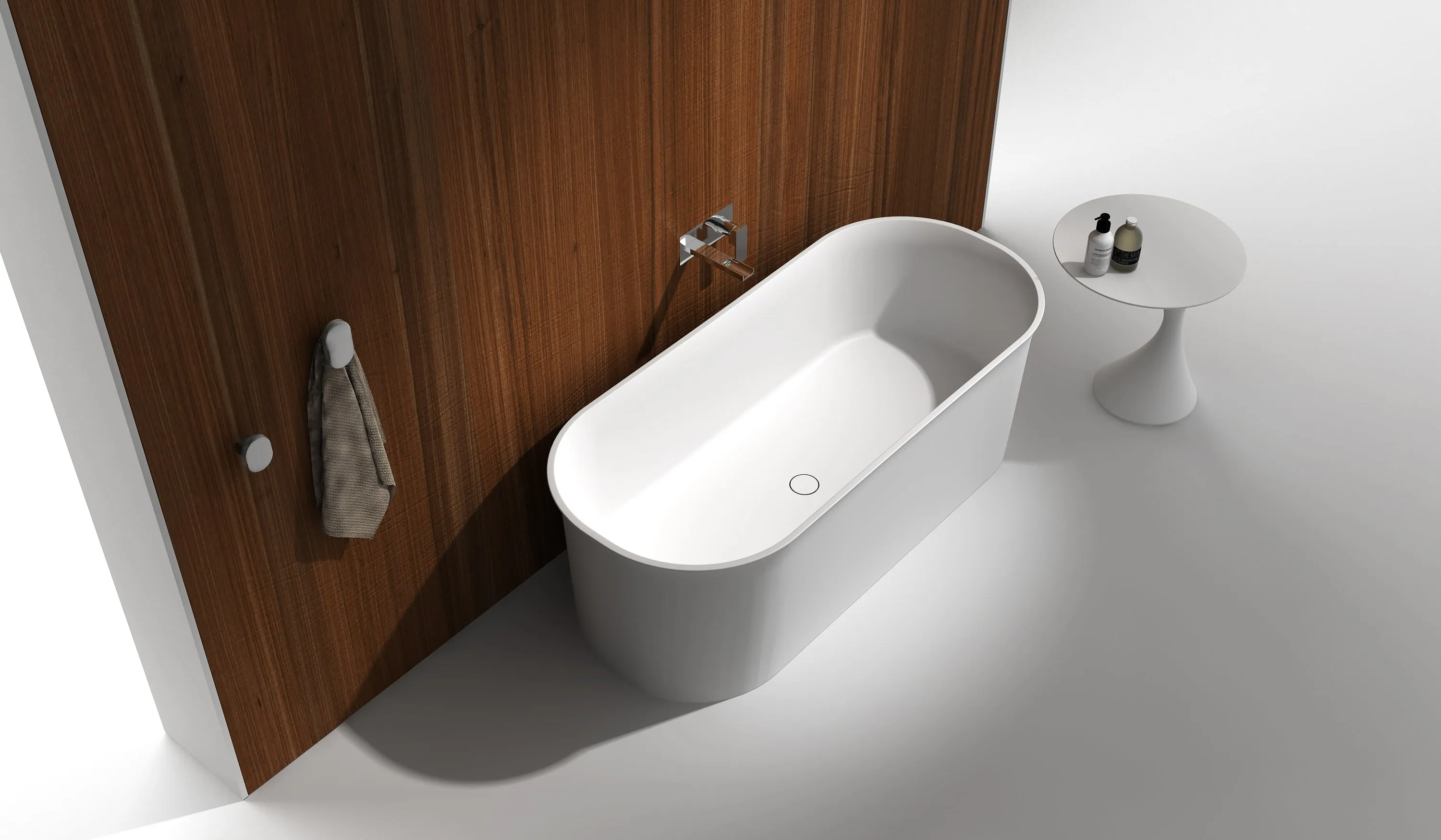 Gia Upright Compact Stone Bath - Curved Edge - 1520mm - G65178