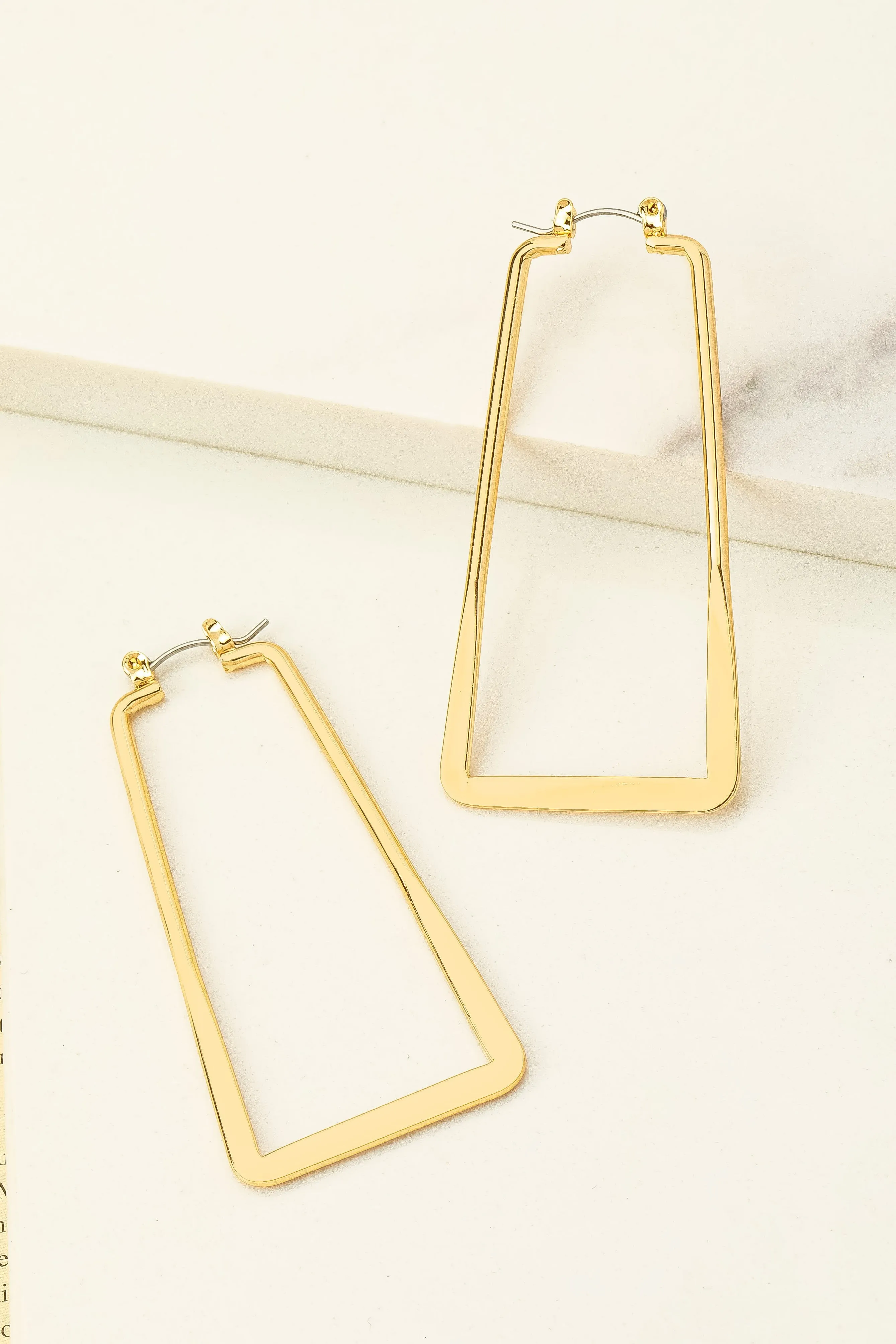 Gold Trapezoid Hoop Earrings