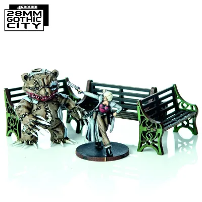 Gothic City - Green Ornate Benches