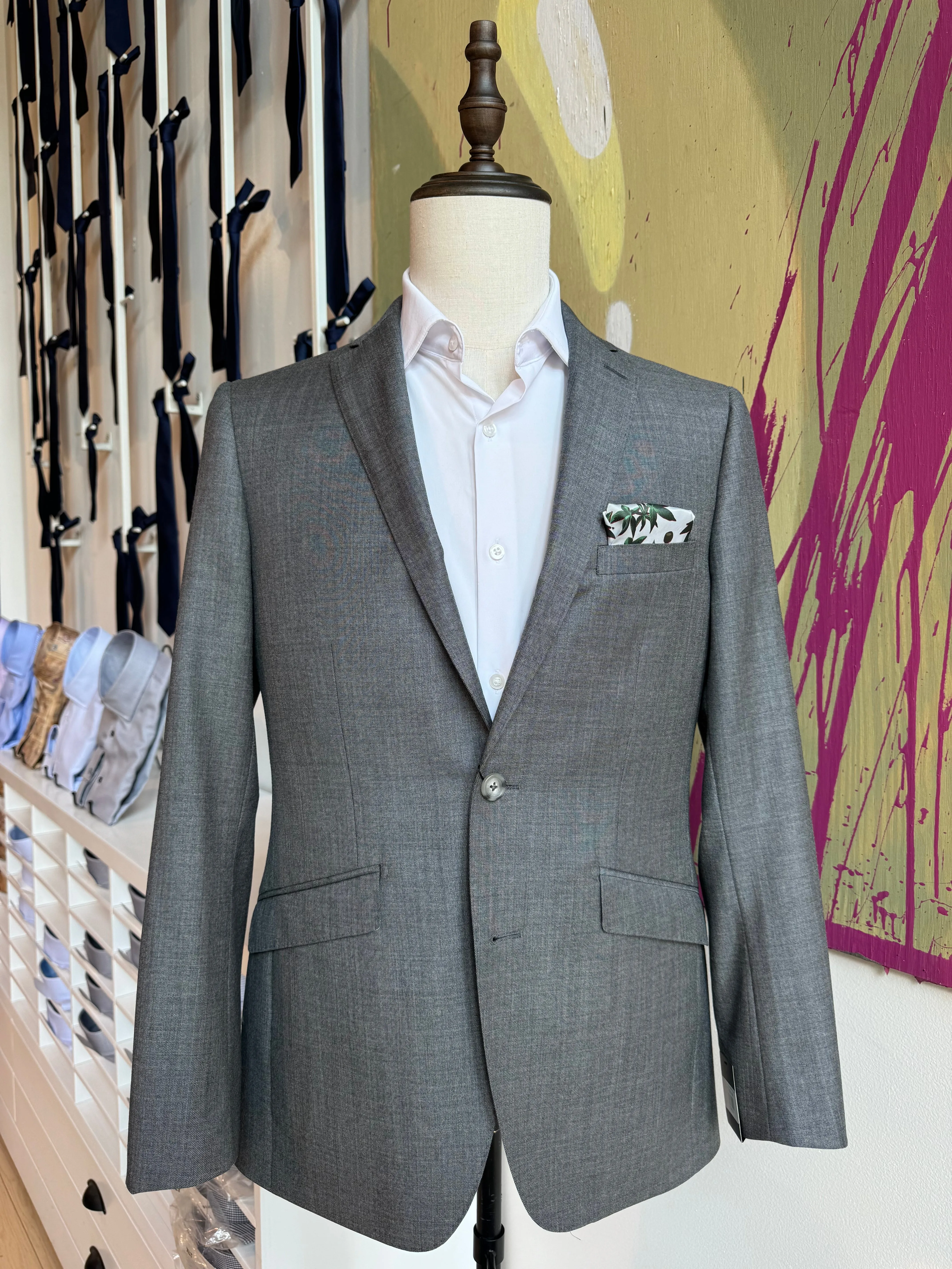 Gray Sharkskin Premium Italian Suit