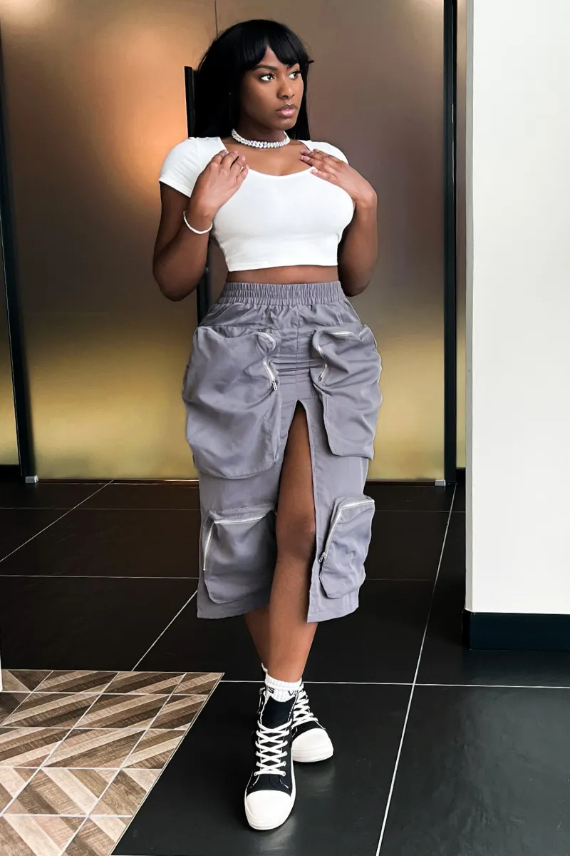 GRAY VACATION CARGO | SKIRT