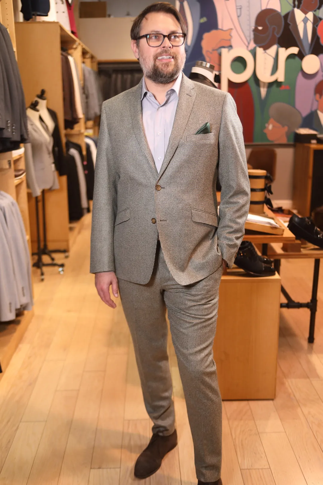 Green & Cream Houndstooth Premium Suit