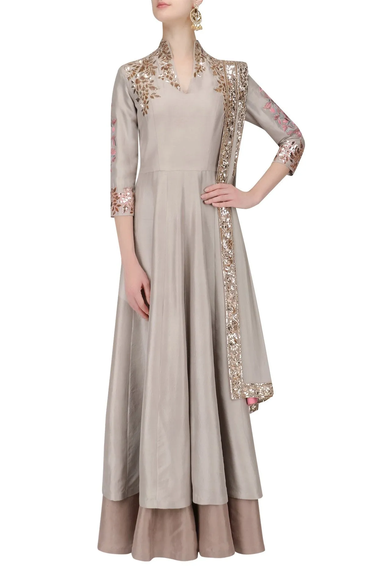 Grey Color Designer Plazzo Suit