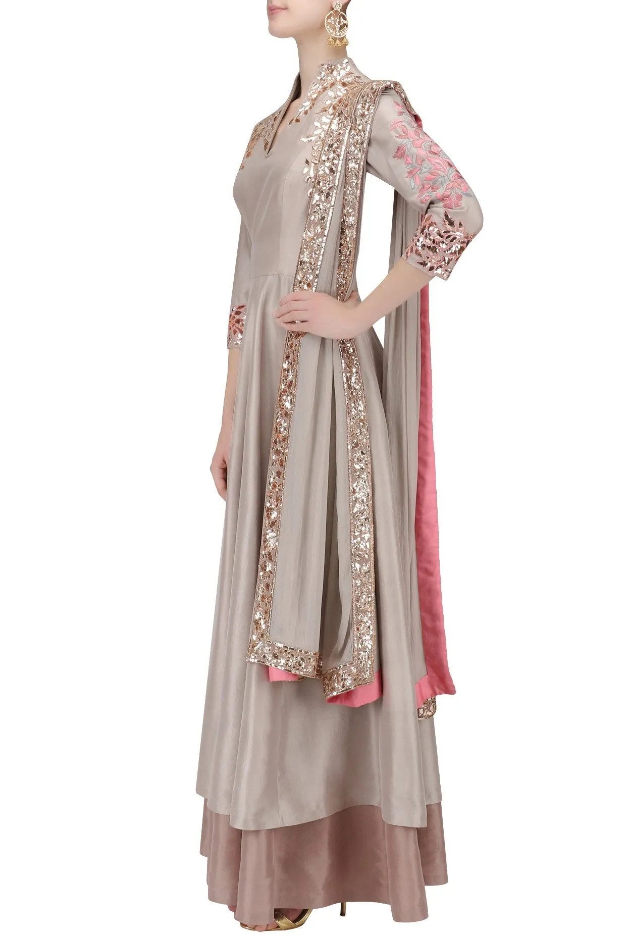 Grey Color Designer Plazzo Suit