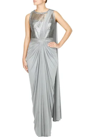 Grey color saree gown