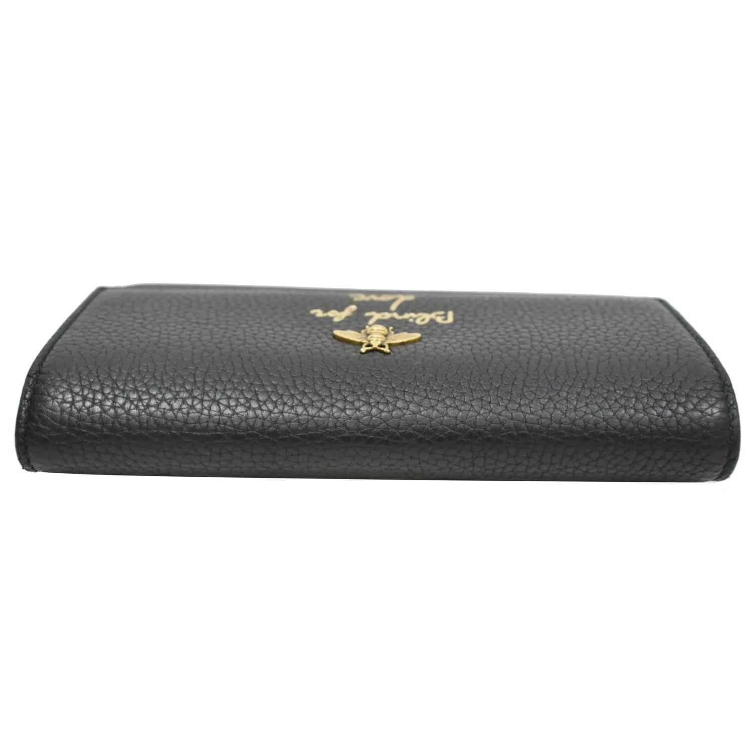 GUCCI Animalier Bee Blind For Love Leather Wallet Black 454070