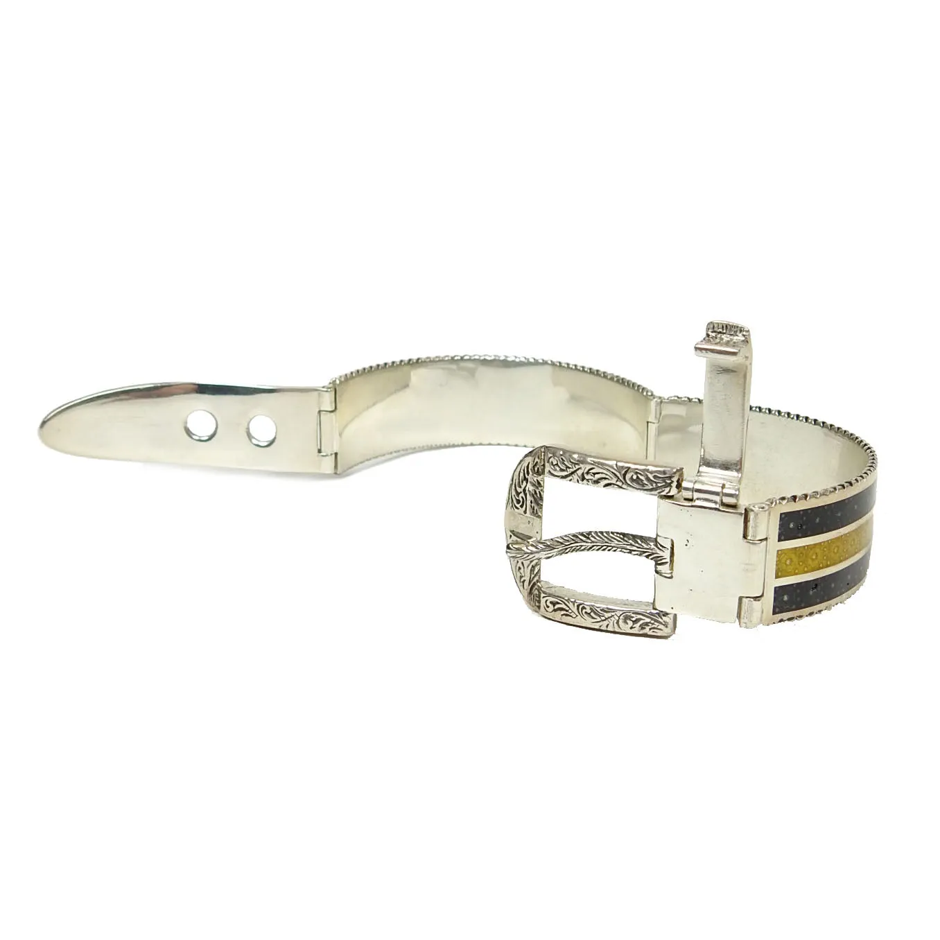 Gucci Enamel Sterling Silver Buckle Bracelet