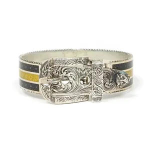 Gucci Enamel Sterling Silver Buckle Bracelet
