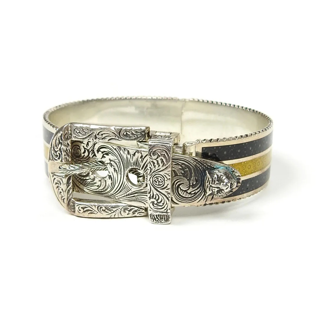 Gucci Enamel Sterling Silver Buckle Bracelet