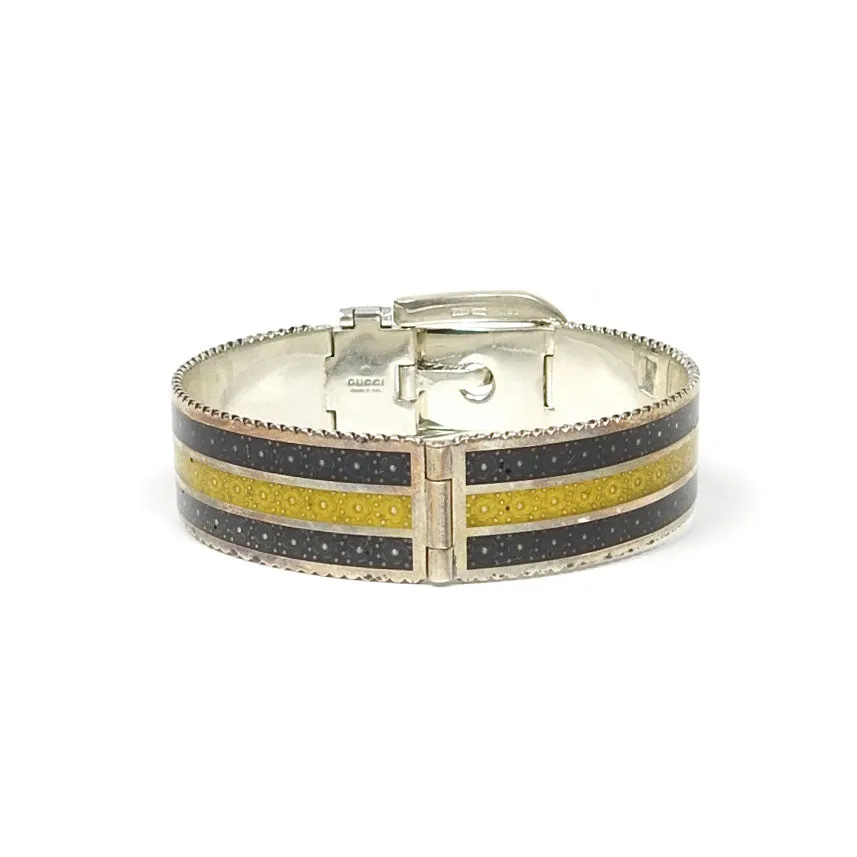 Gucci Enamel Sterling Silver Buckle Bracelet