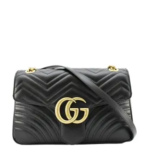 GUCCI GG Marmont Medium Matelasse Shoulder Bag Black 443496