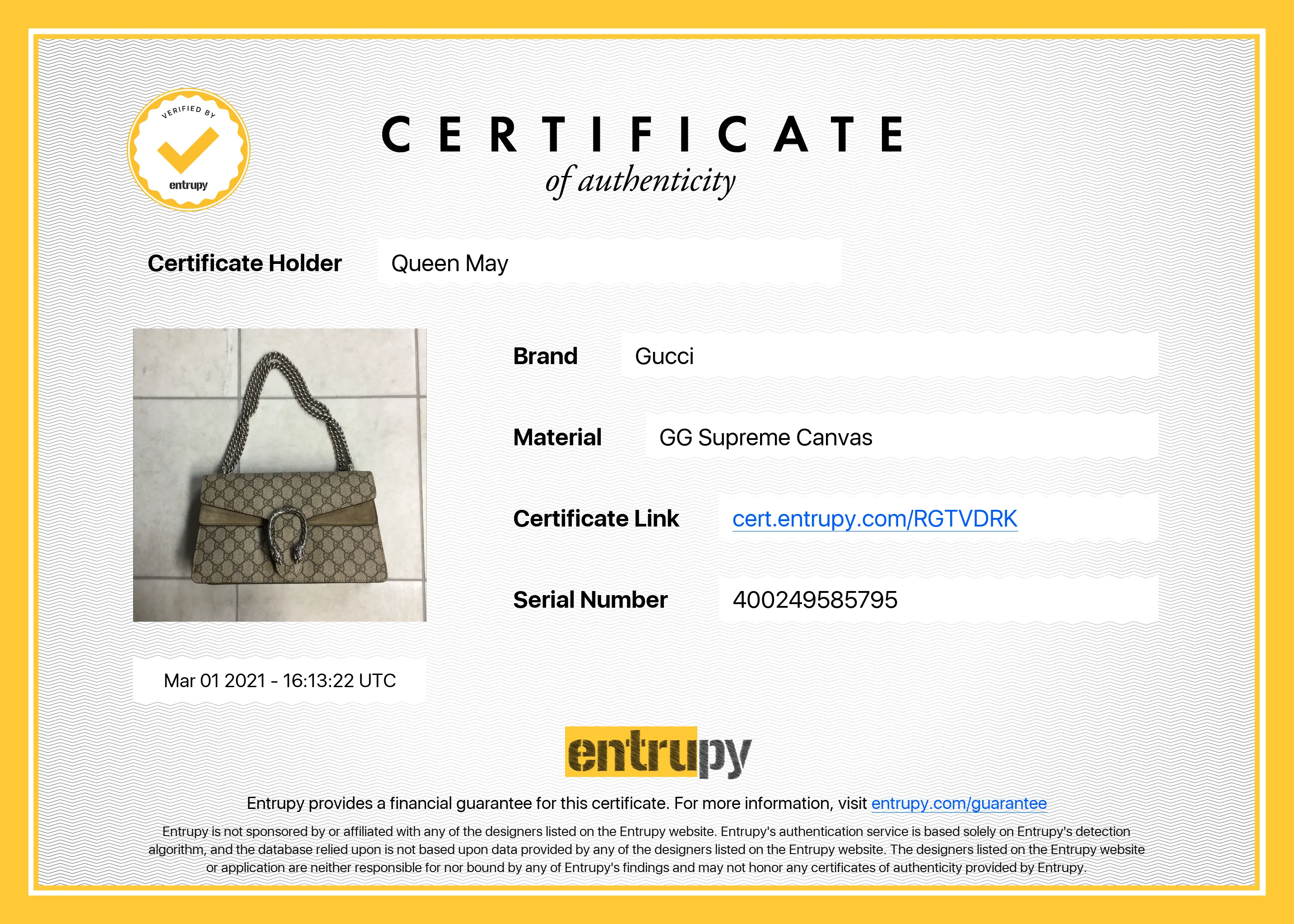 Gucci GG Supreme Small Dionysus Shoulder Bag
