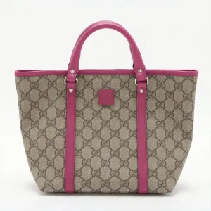 Gucci Kids Line GG Supreme Canvas Coated Handbag Beige x Pink #3284