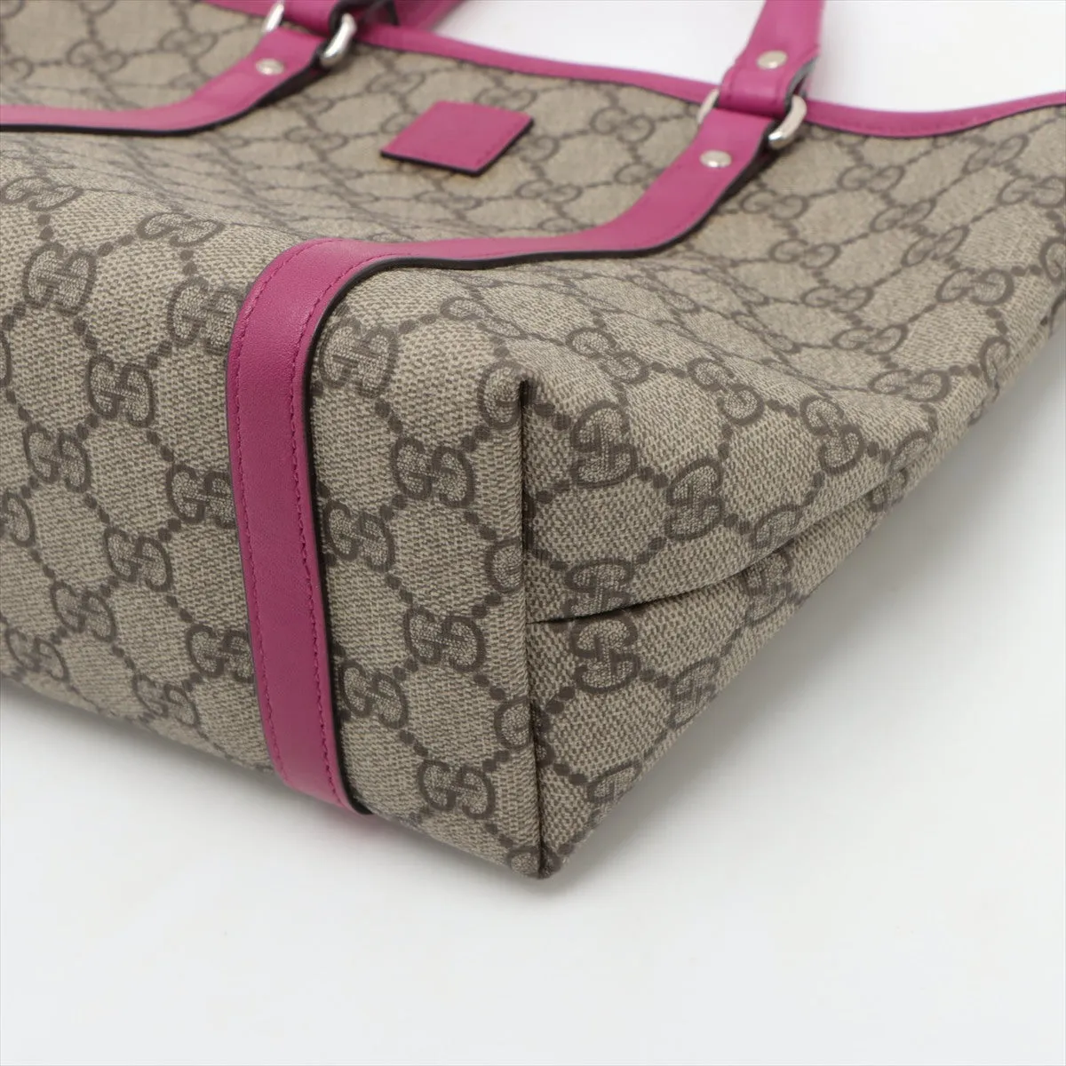 Gucci Kids Line GG Supreme Canvas Coated Handbag Beige x Pink #3284