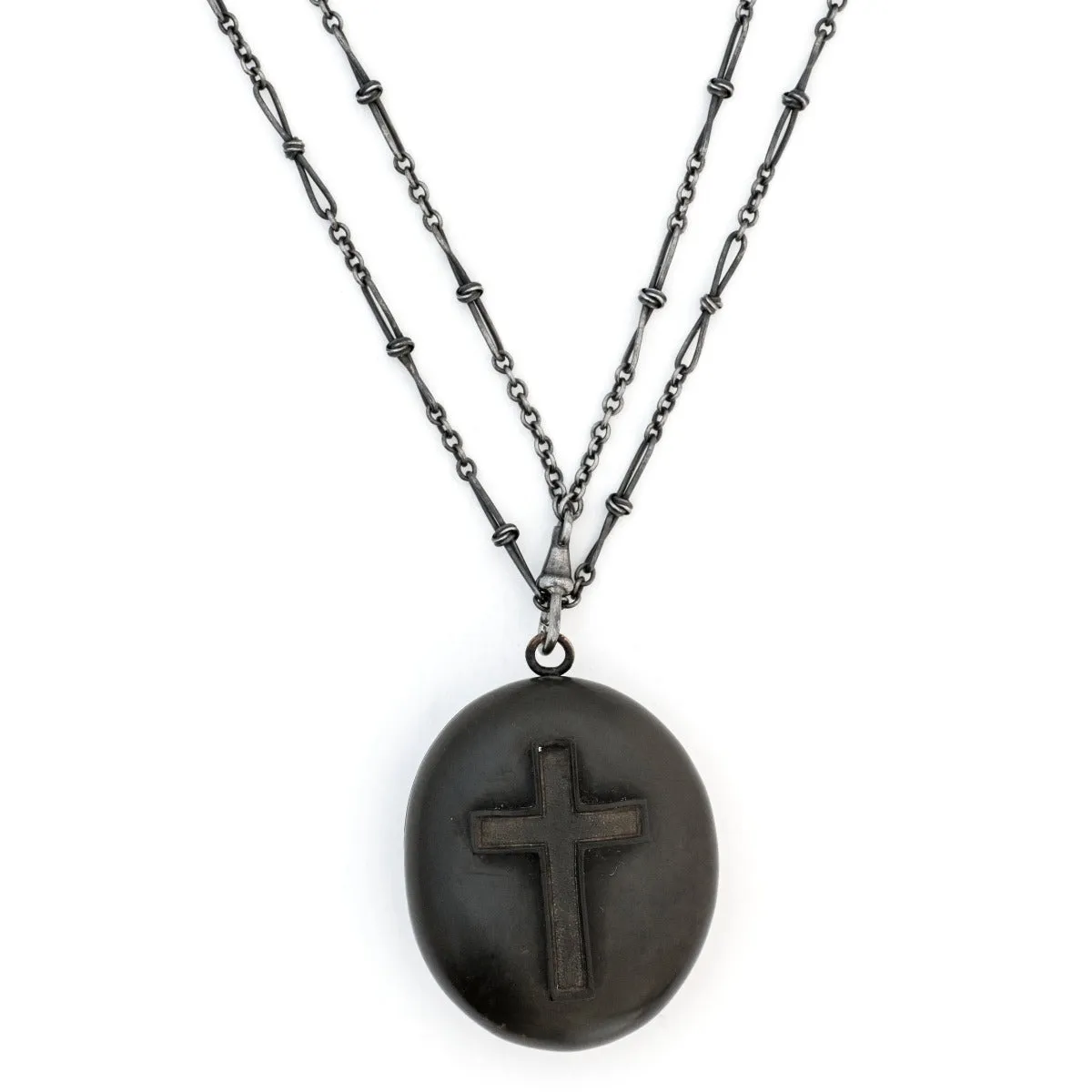 Gutta Percha Cross Antique Locket