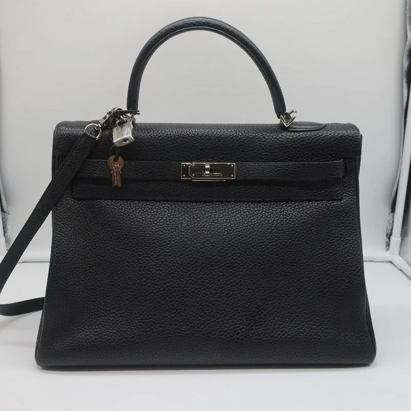 HERMES Kelly Handbag Togo 35 Black 2002