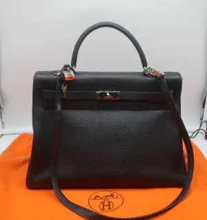 HERMES Kelly Handbag Togo 35 Black 2002