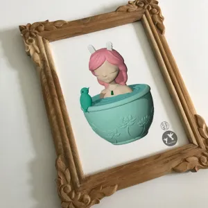 Holi's Treasure Bubble, Jade/Kotare - Framed (ornate)