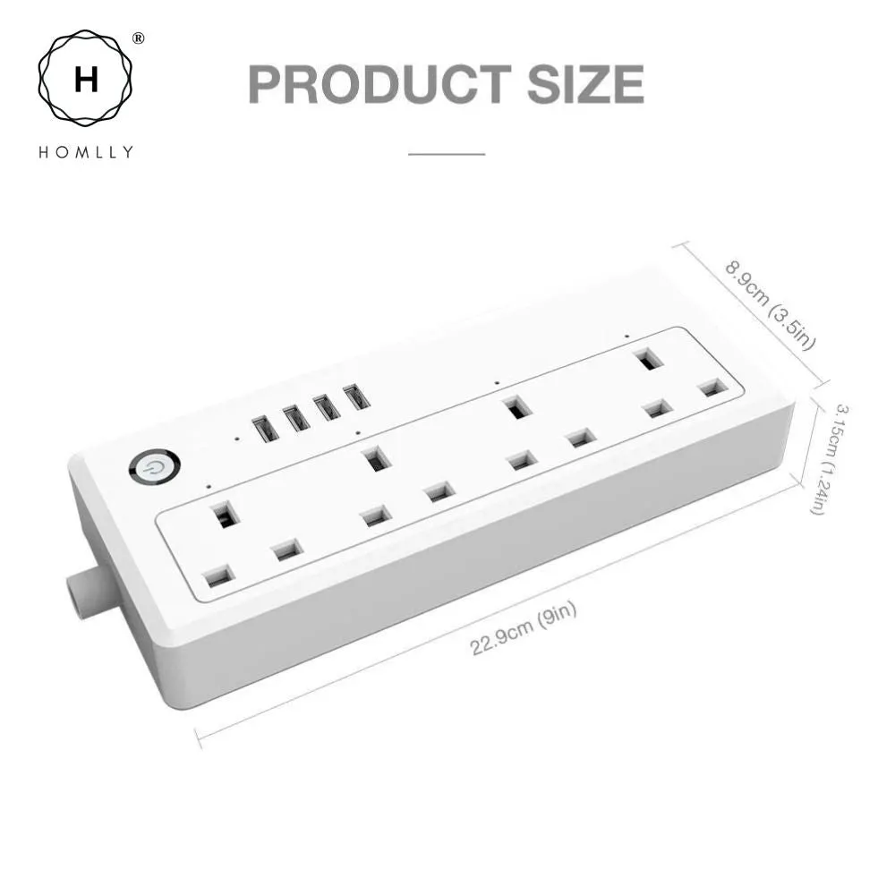 Homlly Smart WIFI Power Strip 4 AC Outlets  4 USB Ports