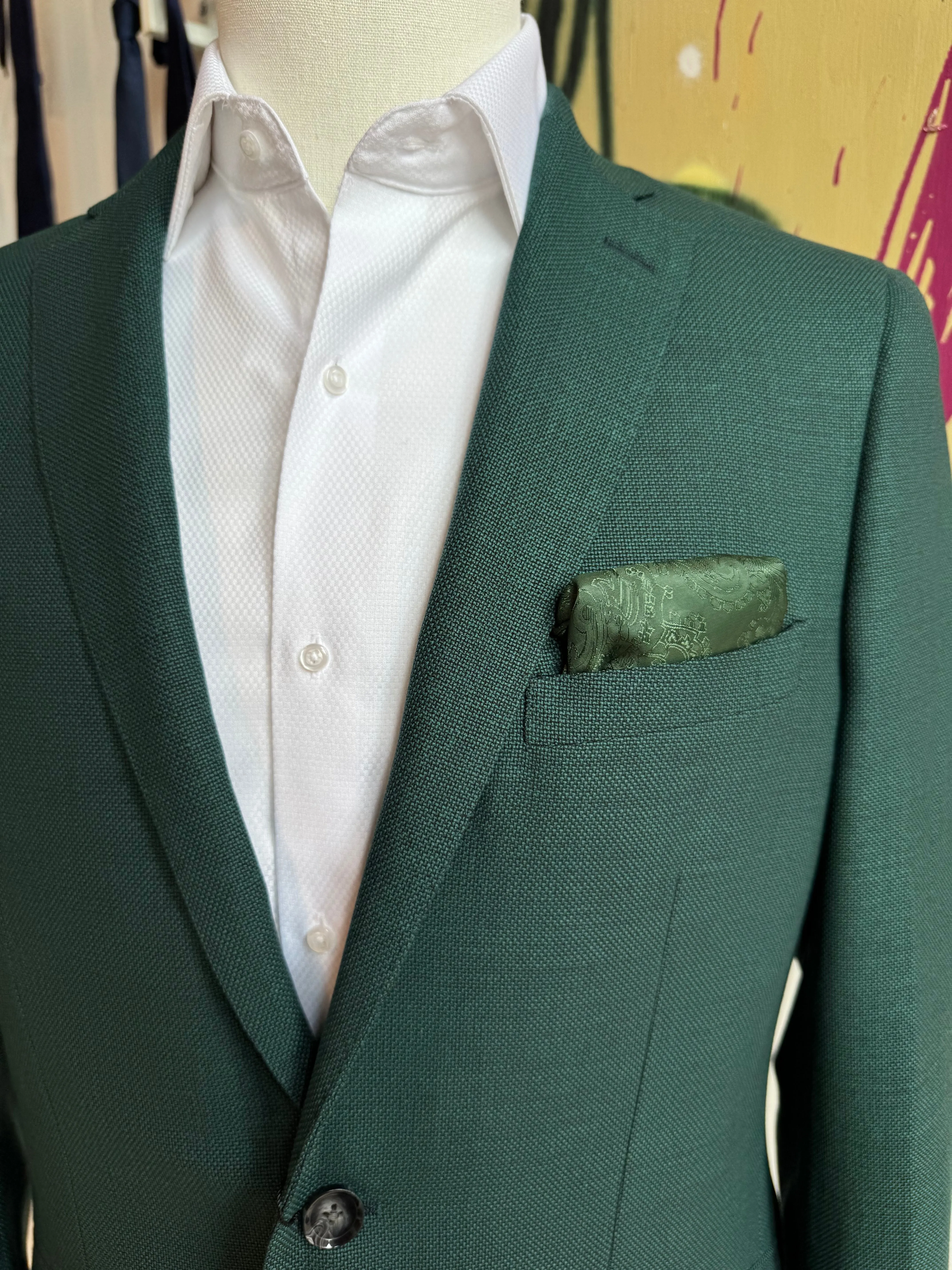 Hunter Green Italian Hopsack Blazer