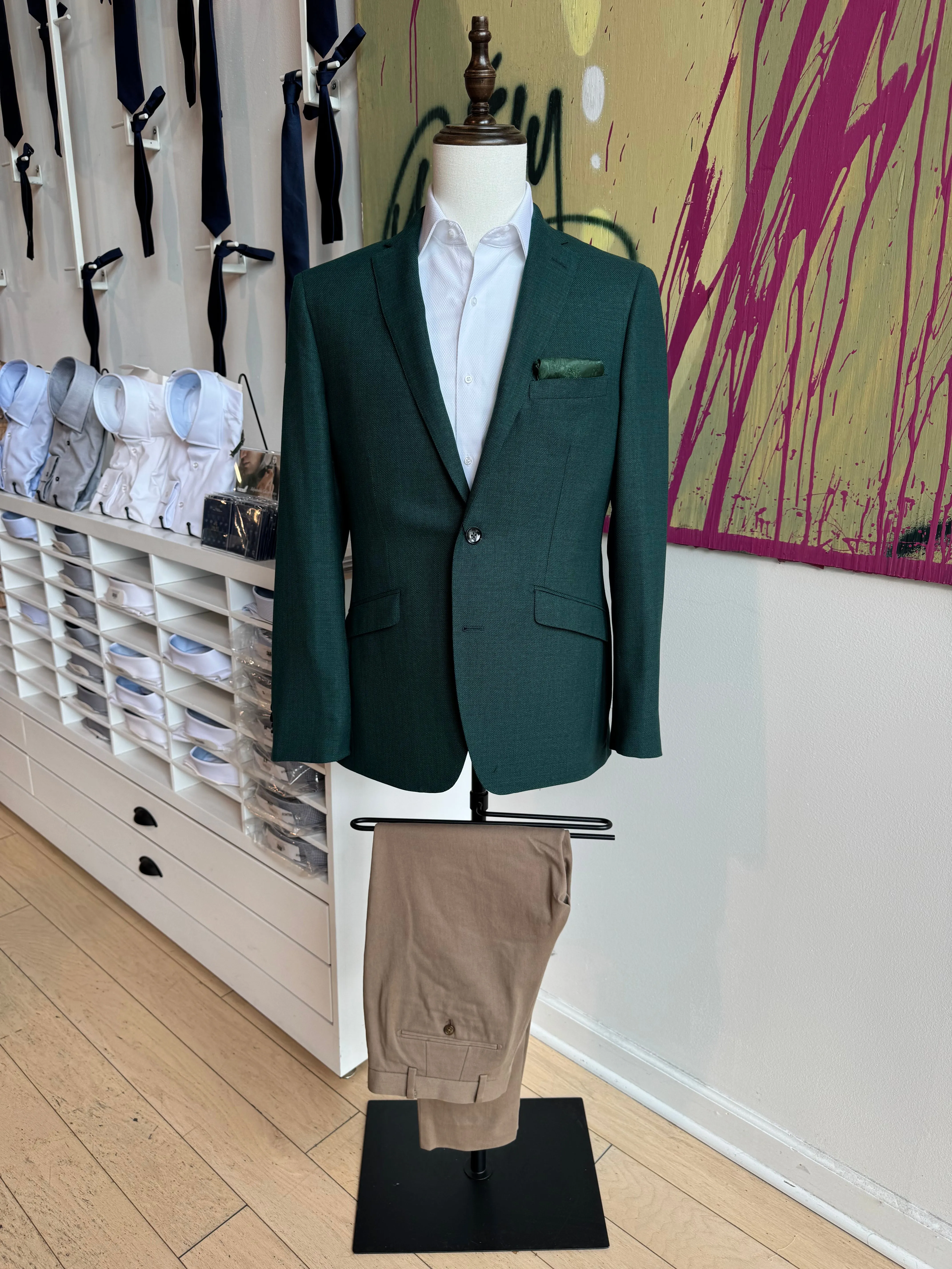 Hunter Green Italian Hopsack Blazer