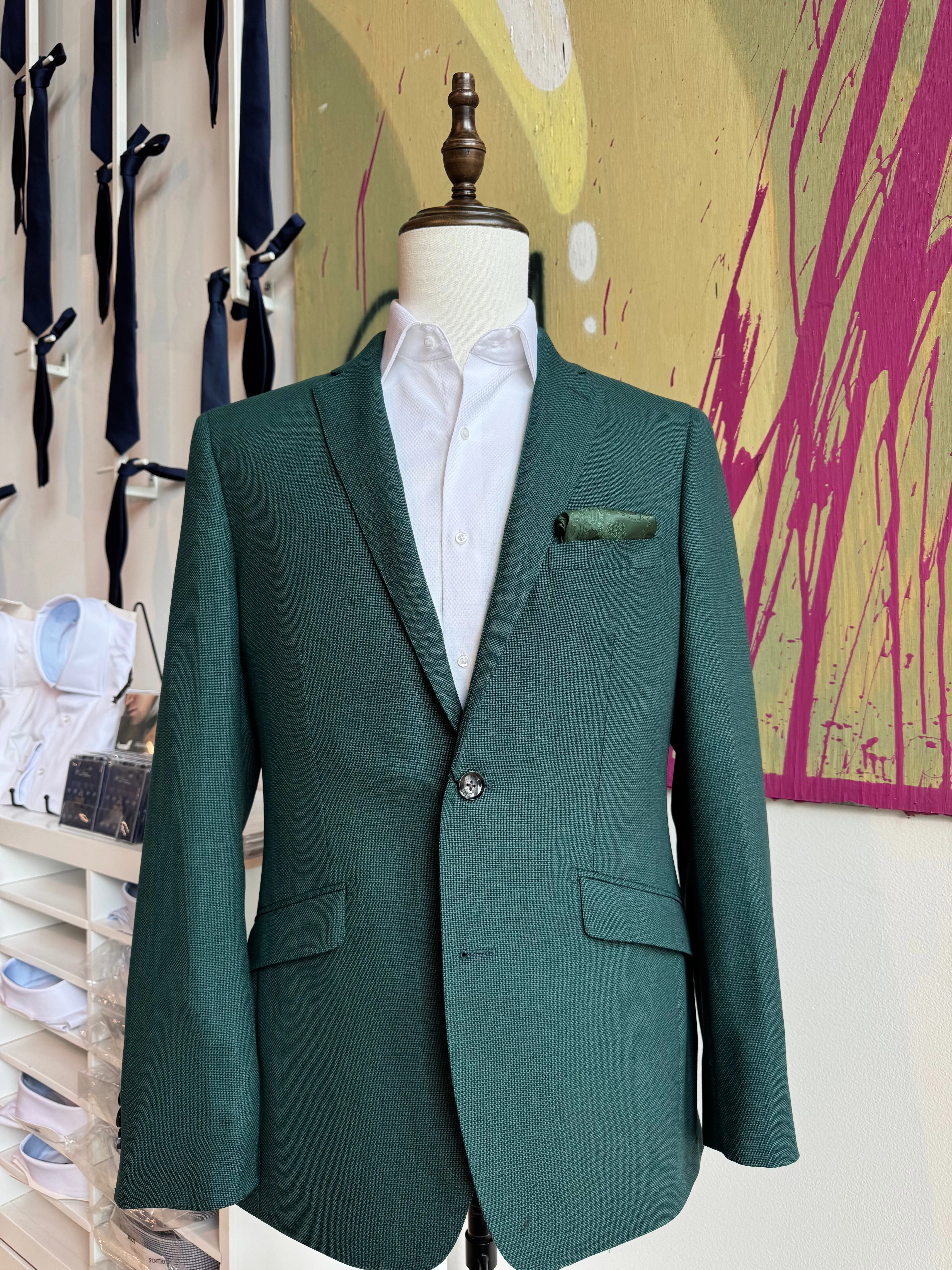 Hunter Green Italian Hopsack Blazer
