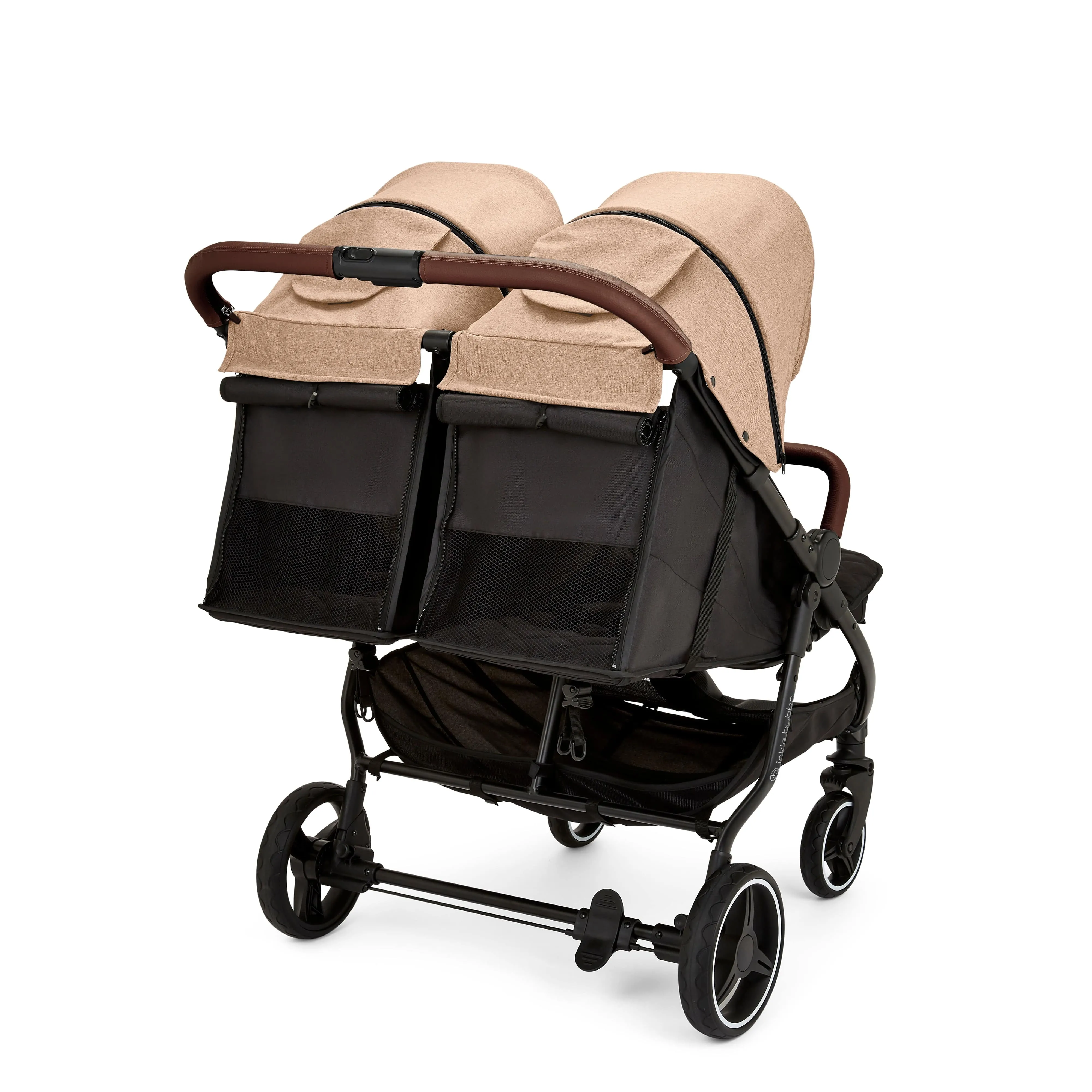 Ickle Bubba Venus Double Stroller - Black / Biscuit / Tan