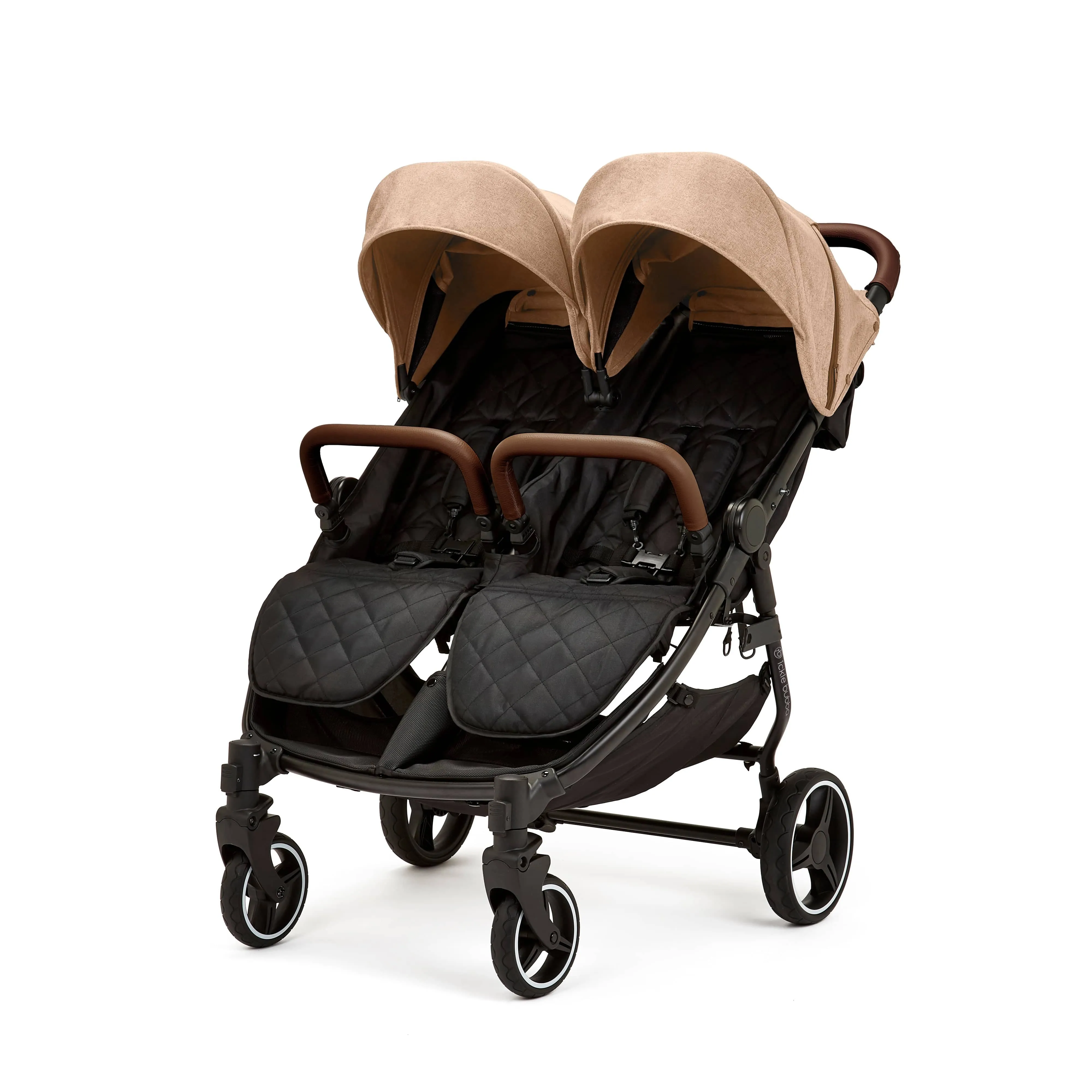 Ickle Bubba Venus Double Stroller - Black / Biscuit / Tan