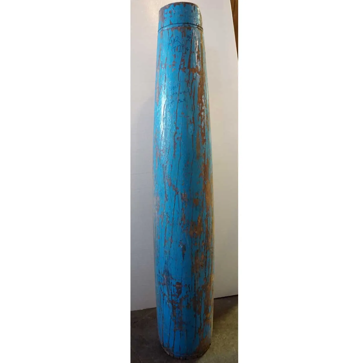 Indian Blue Painted Solid Satinwood Architectural Pillar