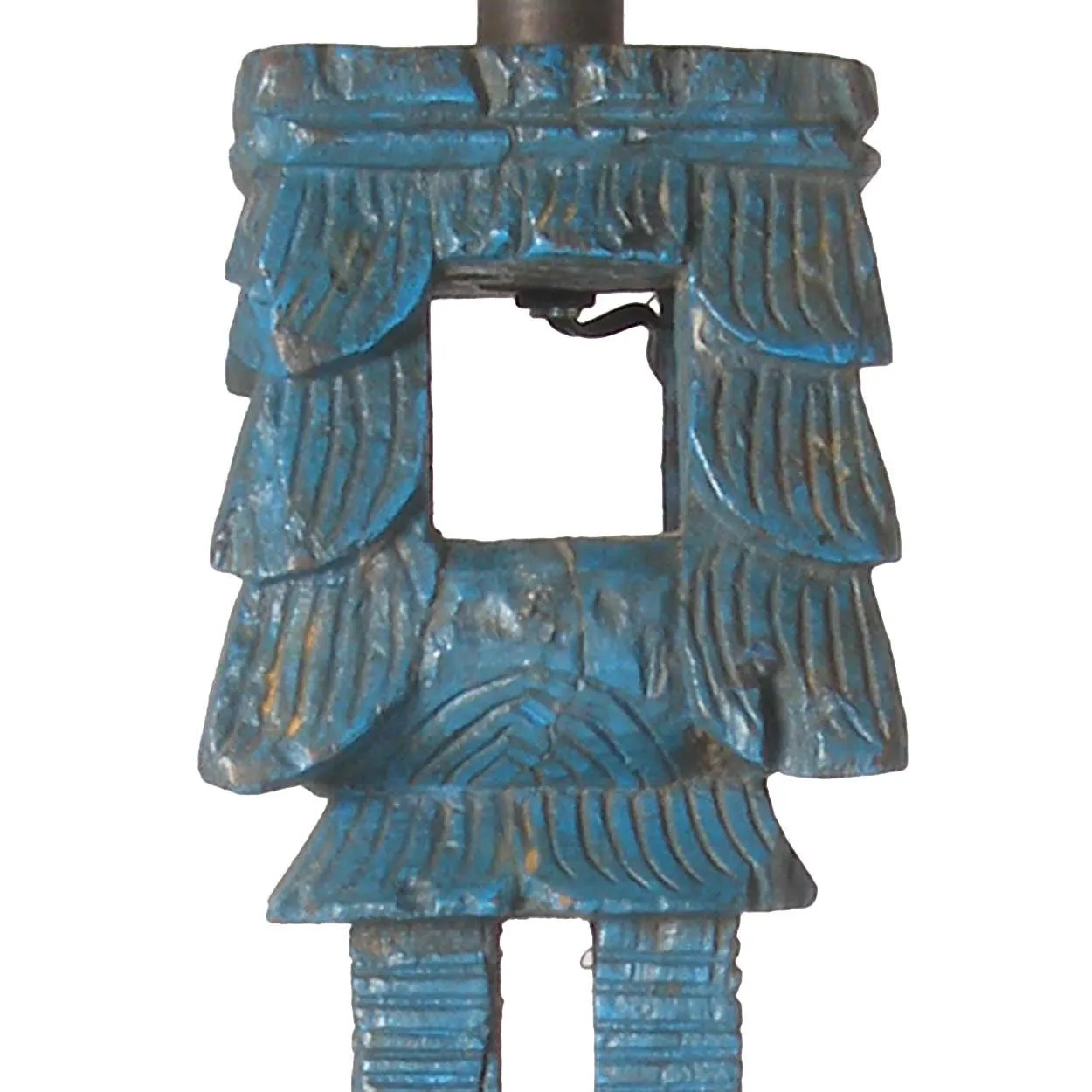 Indian Painted Teak Architectural Fragment as a Table Lamp