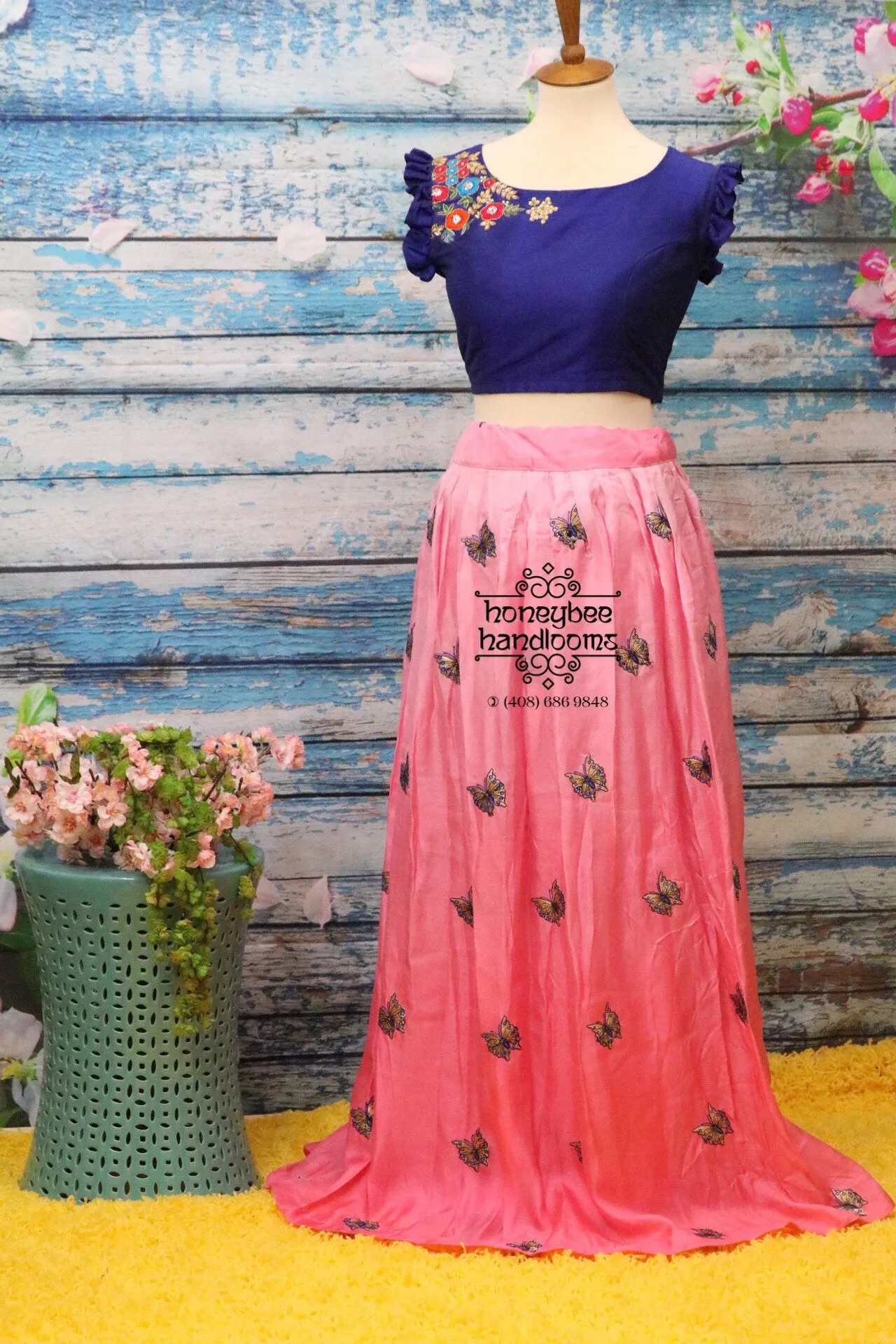 Indian partywear dress | Indian Dress | crop top | Indian Designer dress | pink crop top | Lehenga|Bridal Lehenga- Nihira
