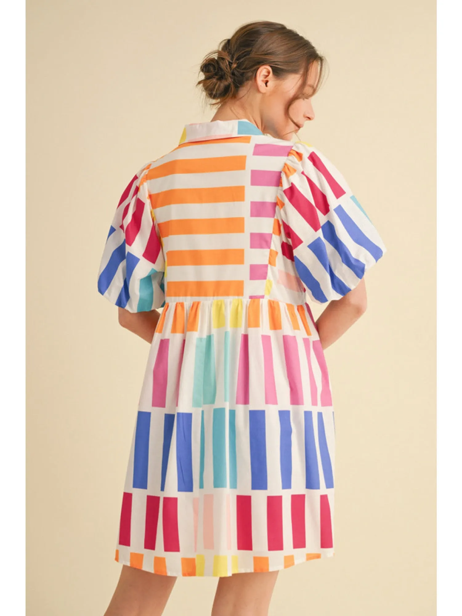 Kate Multi Color Print Babydoll Dress