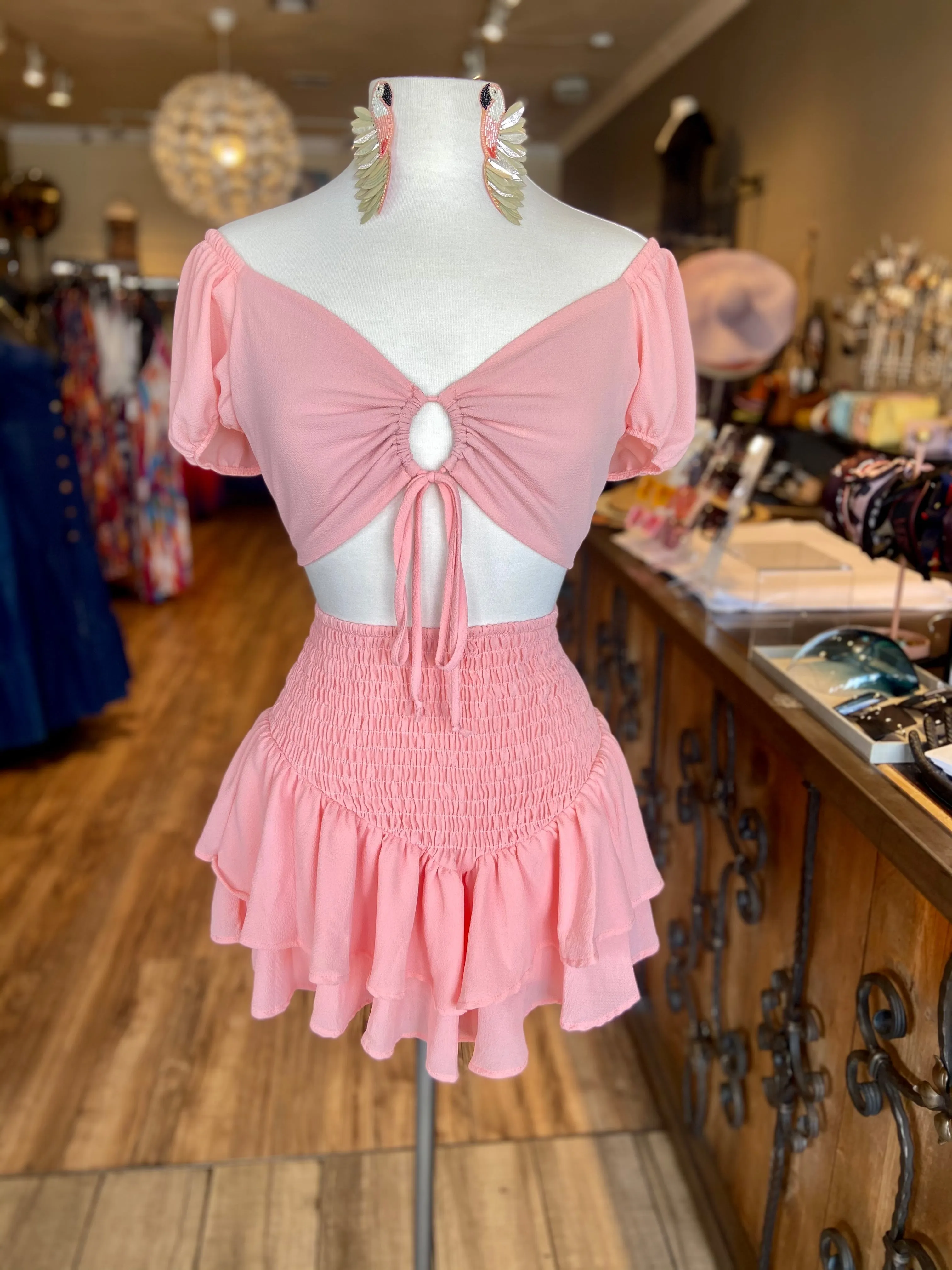 Keyhole Ruffle Skirt Set FINAL SALE