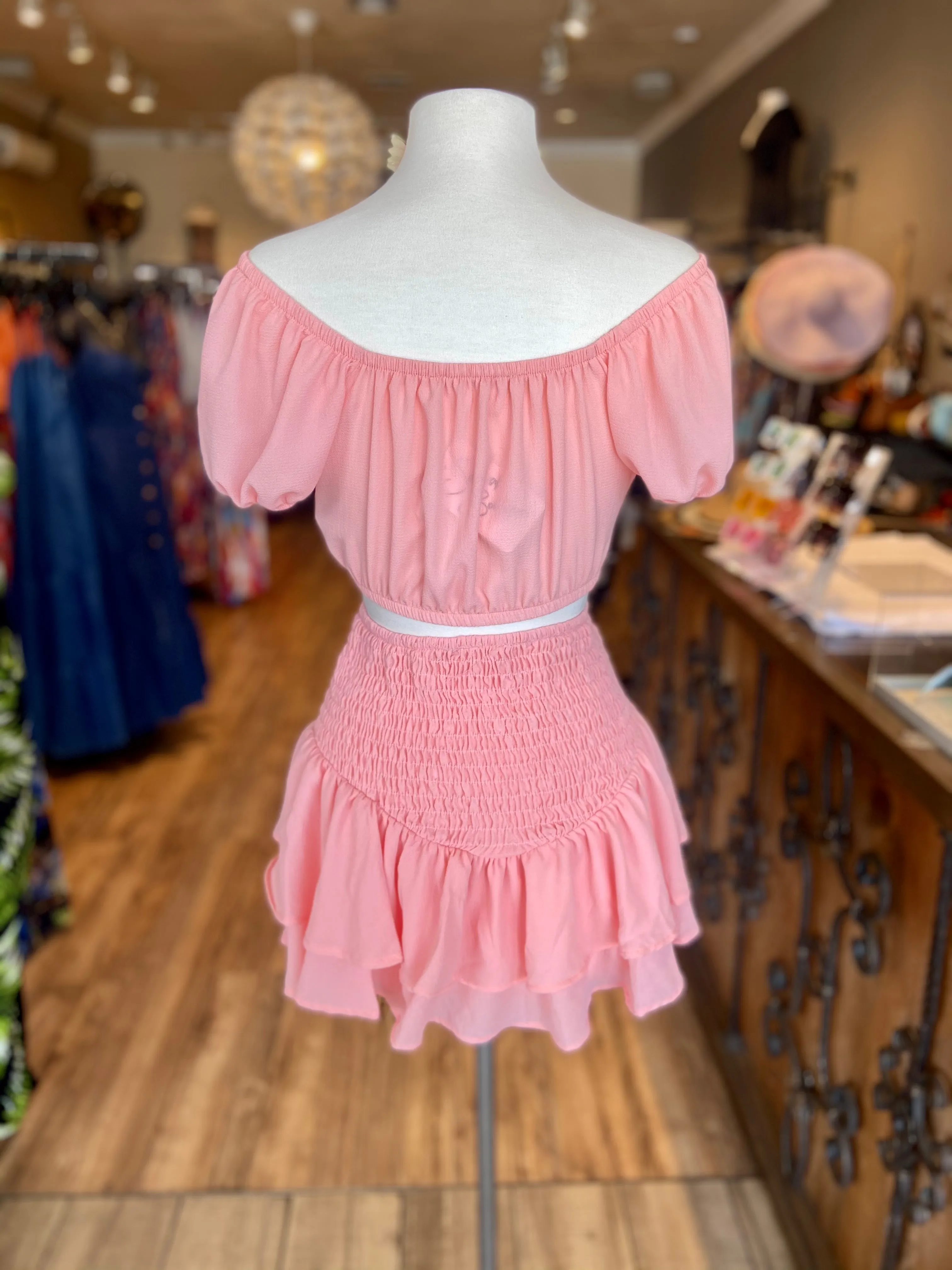 Keyhole Ruffle Skirt Set FINAL SALE