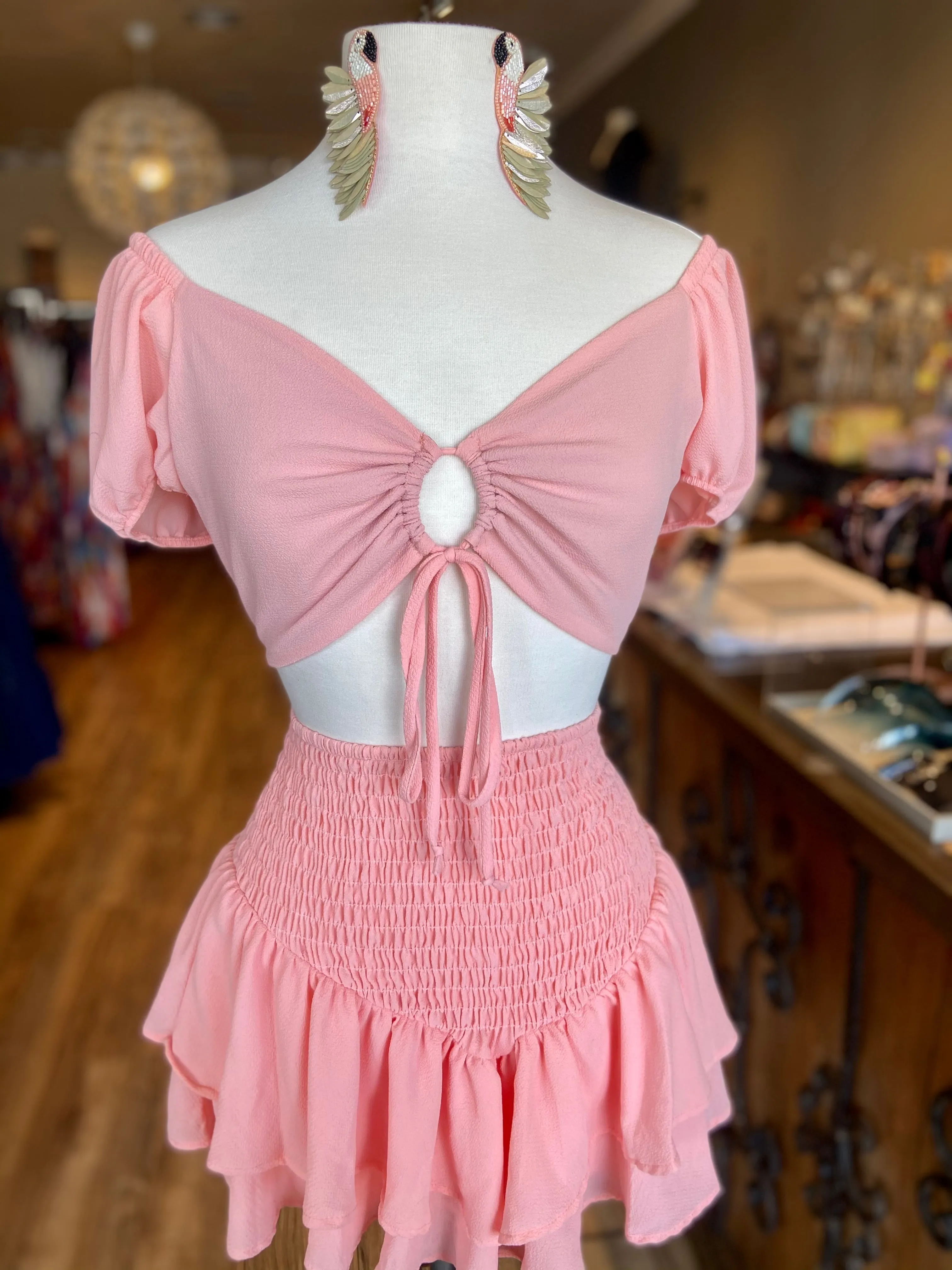 Keyhole Ruffle Skirt Set FINAL SALE