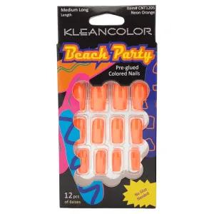 Kleancolor Beach Party Pre-glued Colored Nails 12 Pcs of 6 Sizes