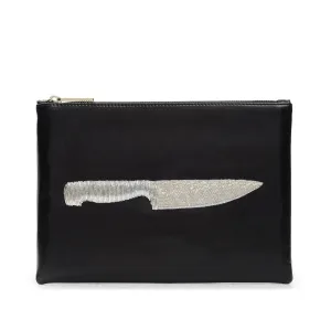 KNIFE EMBROIDERED CLUTCH BAG