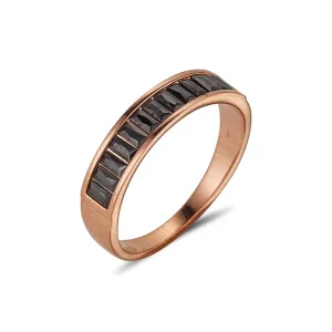 Knight and Day Londyn Rose Gold and Black CZ Ring P491RAR