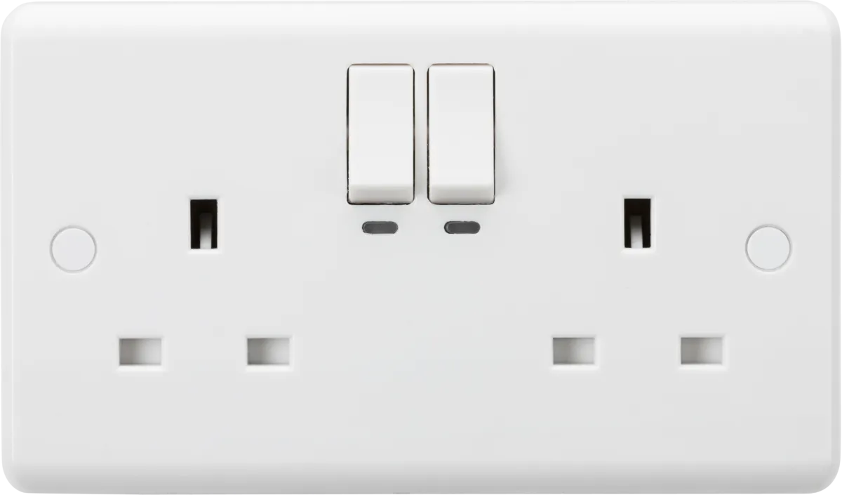 Knightsbridge CU9KW Smart White Curved Edge 13A 2G Switched Socket